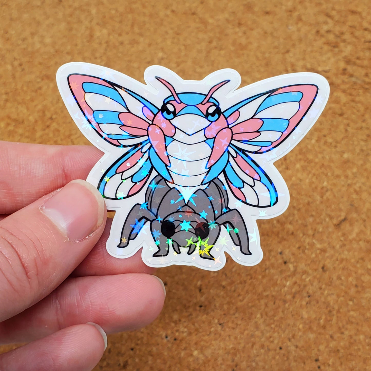 Trans Pride Cicada 2.5" Holo Vinyl Sticker