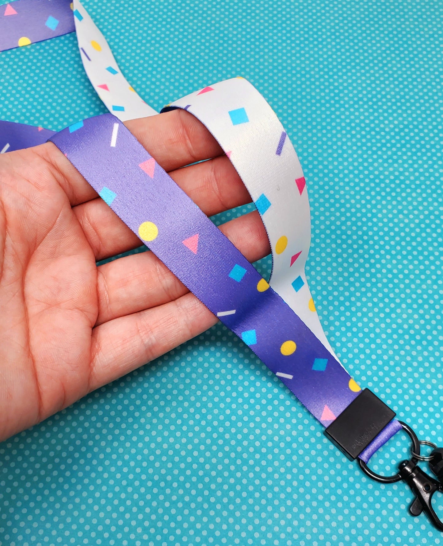 Colorful Shapes Confetti Lanyard Badge Holder