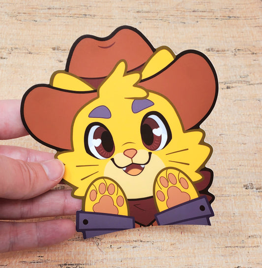 Sheriff Cowboy Kitty Vinyl Peeker Sticker