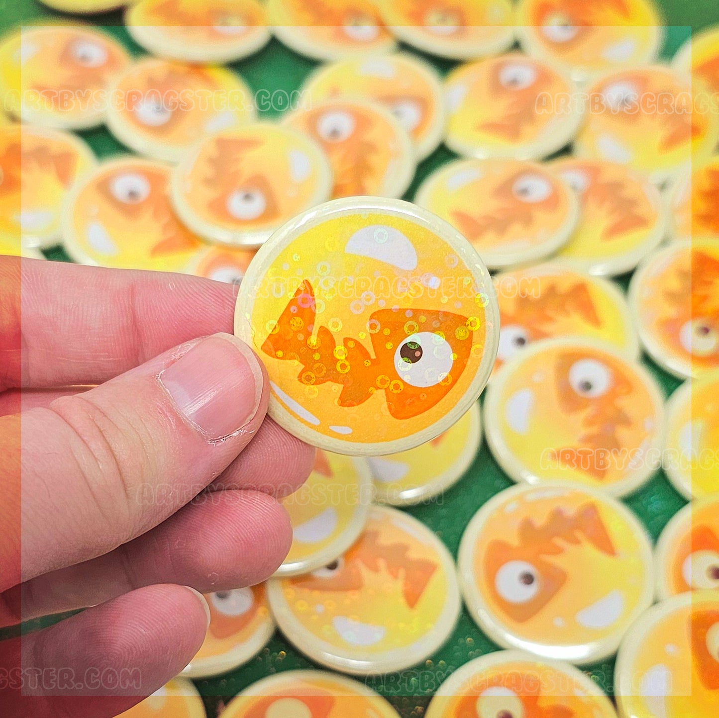 Splatoon Grizzco Salmon Run Golden Egg 1.5" Sparkle Pinback Button