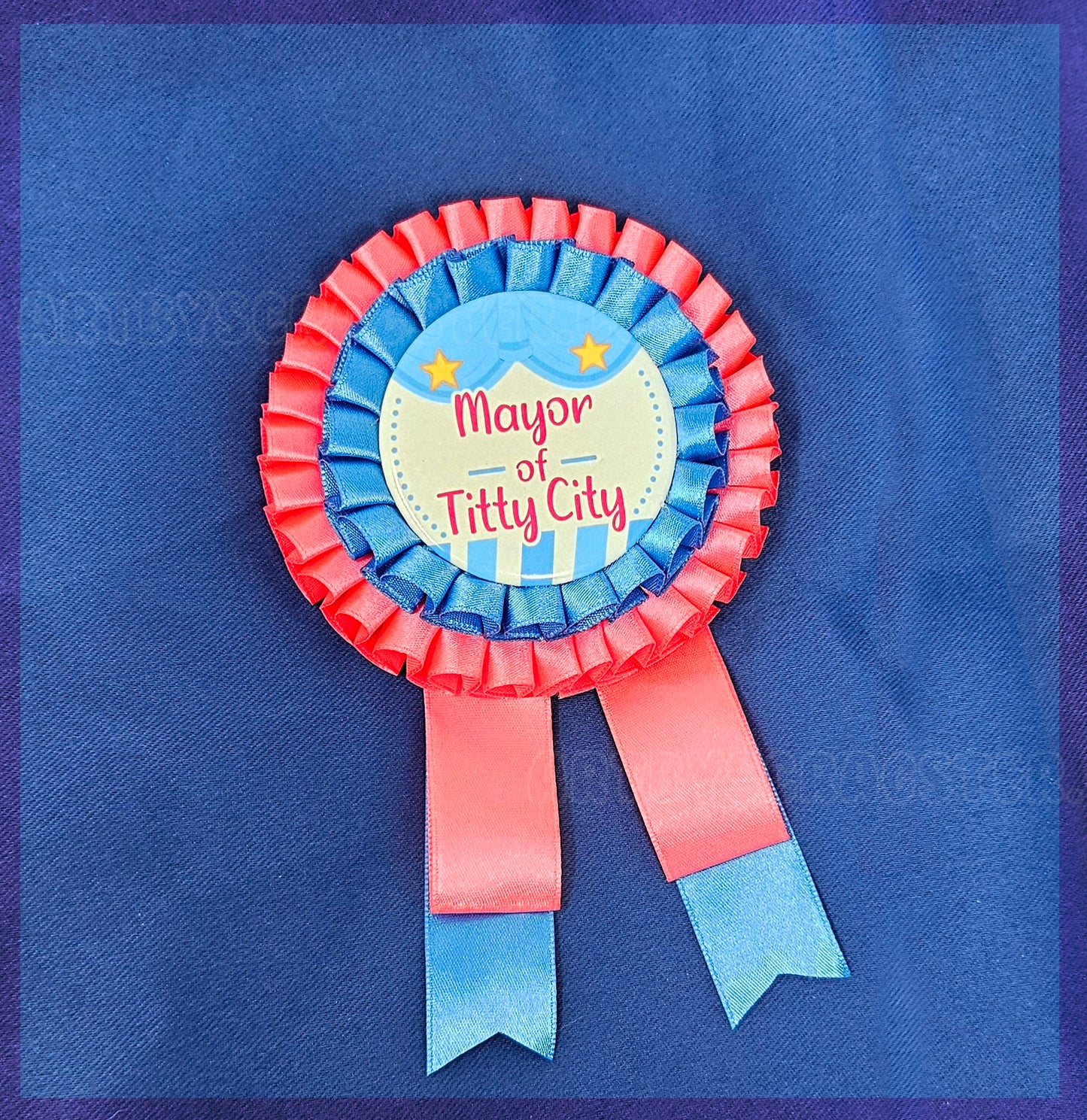 Mayor Of Titty City Pinback Ribbon Button