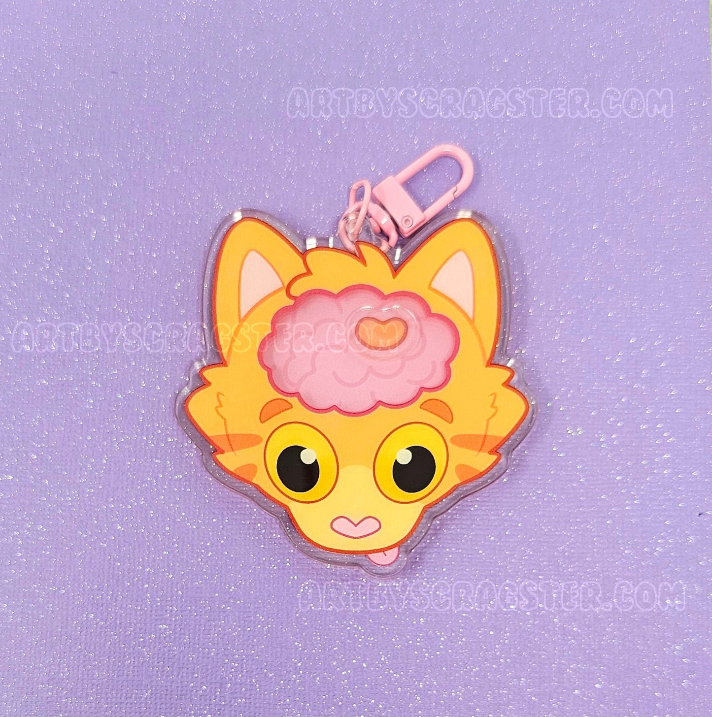 Orange Braincell 3" Acrylic Shaker Keychain