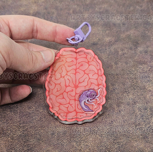 Illithid Mind Flayer Tadpole Brain 3" Acrylic Shaker Keychain