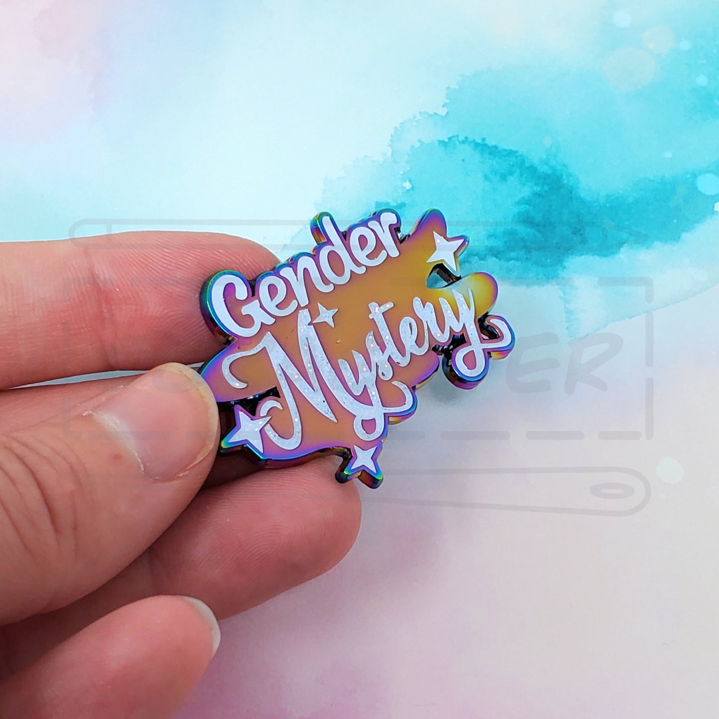 Gender Mystery Trans Nonbinary Pride 1.75" Rainbow Metal Enamel Pin