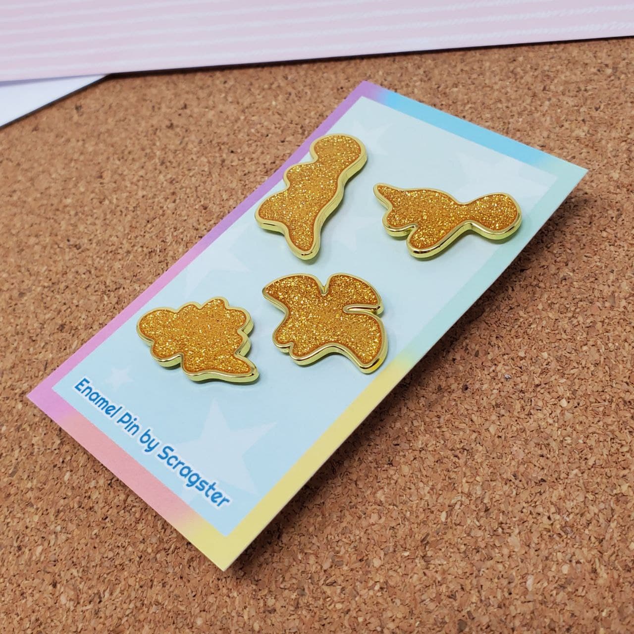Dino Nuggies 1” Glitter Hard Enamel pin set